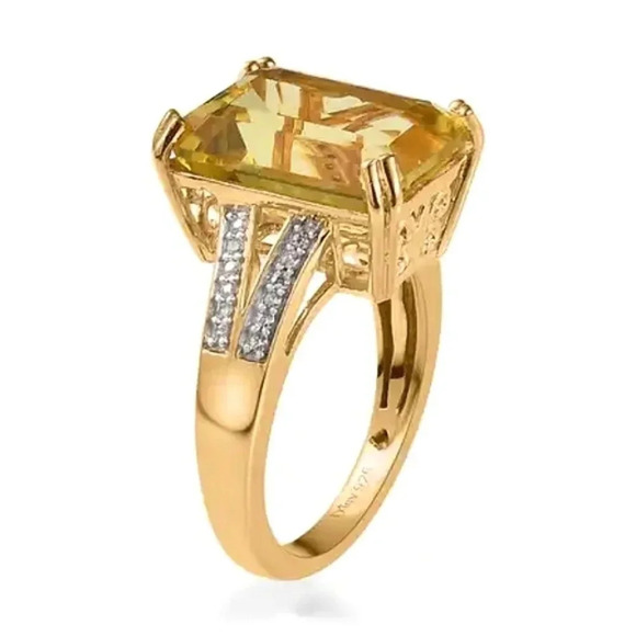 Ouro Verde Quartz & Natural White Zircon Ring. - Picture 4 of 8